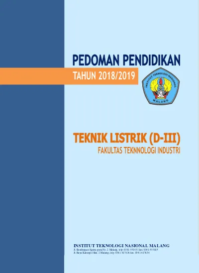 Buku Pedoman Pendidikan Teknik Listrik D3 ITN Malang