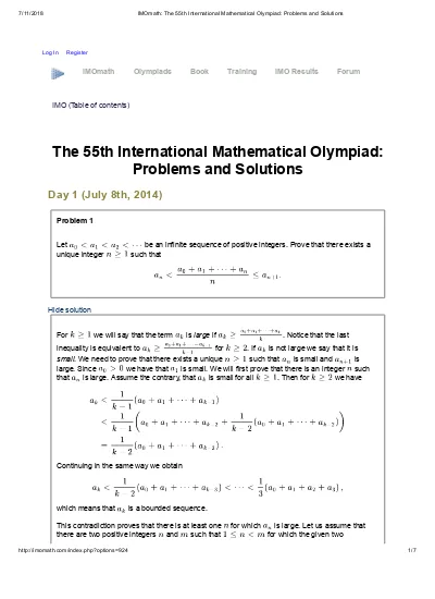 2014IMOmath  The 55th International Mathematical Olympiad  Problems and Solutions