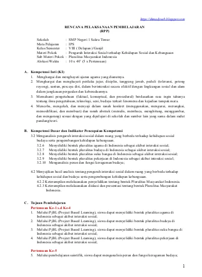 Rpp No 005 K 13 Ips Viii Pluralitas Masyarakat Indonesia