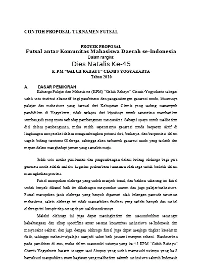 Contoh Proposal Turnamen Futsal Indonesia