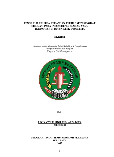 PEMERINGKATAN OBLIGASI INDUSTRI PERBANKAN DI BURSA EFEK INDONESIA ...