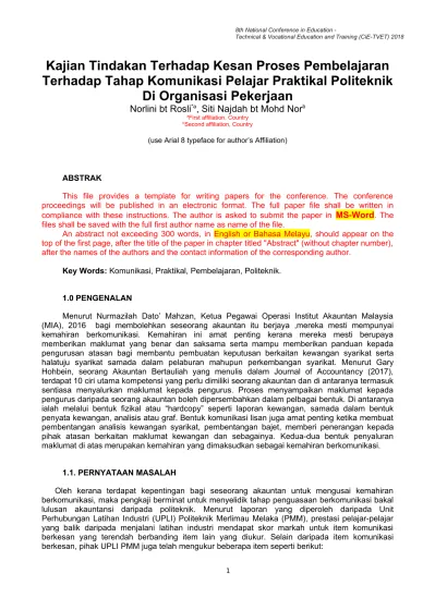 Kajian Tindakan Terhadap Kesan Proses Pe