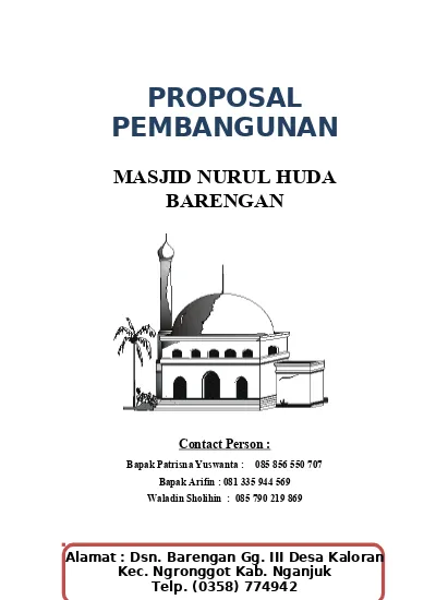 Contoh proposal pembangunan masjid lengkap
