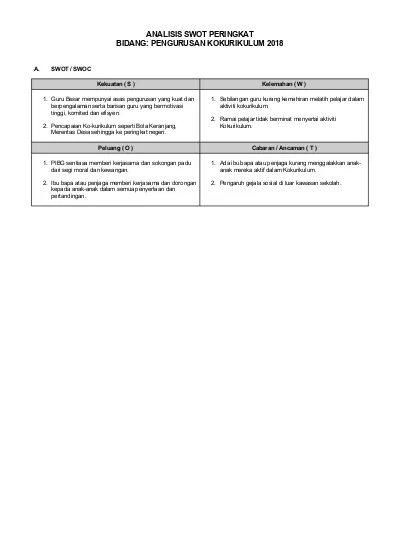 Analisis Persekitaran Swot Swoc Bidang U 2