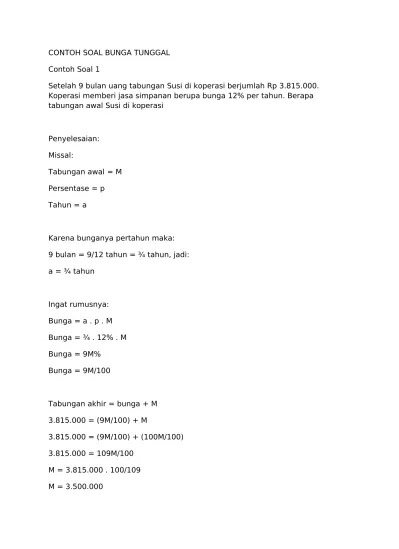 Contoh Soal Dan Bunga Tunggal