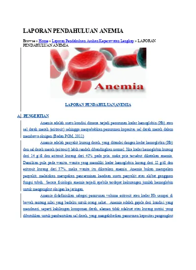 Laporan pendahuluan anemia