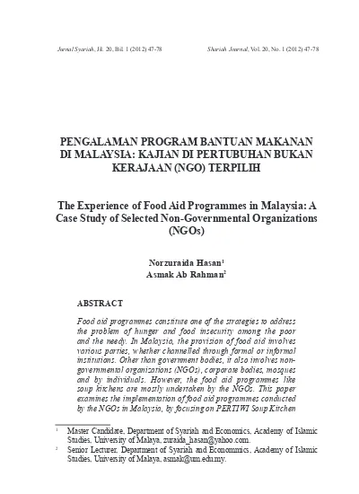 PENGALAMAN PROGRAM BANTUAN MAKANAN DI MA