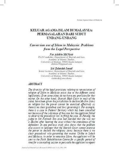 KELUAR AGAMA ISLAM DI MALAYSIA PERMASALA