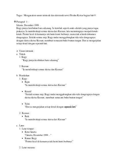 Soal Un Sma Materi Unsur Intrinsik Novel