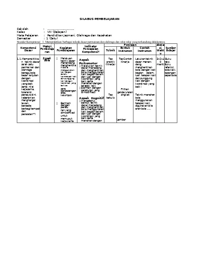 Top Pdf Rpp Dan Silabus Penjaskes Smp Kelas Viii File Terbaru 123dok Com