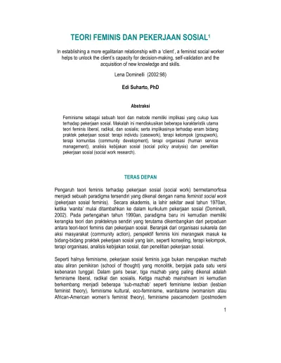 Top Pdf Teori Feminis Dan Pekerjaan Sosial1 123dok Com