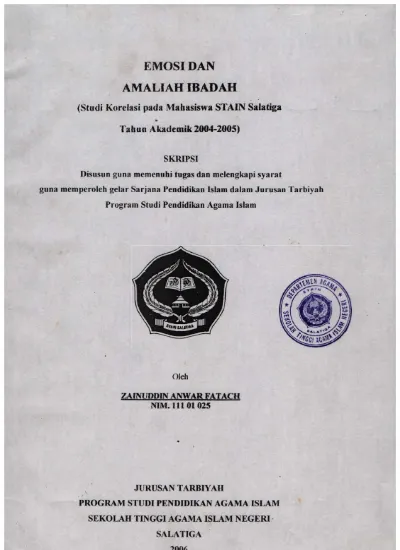 Emosi Dan Amaliah Ibadah Studi Korelasi Pada Mahasiswa Stain Salatiga Tahun Akademik 2004 2005 Test Repository