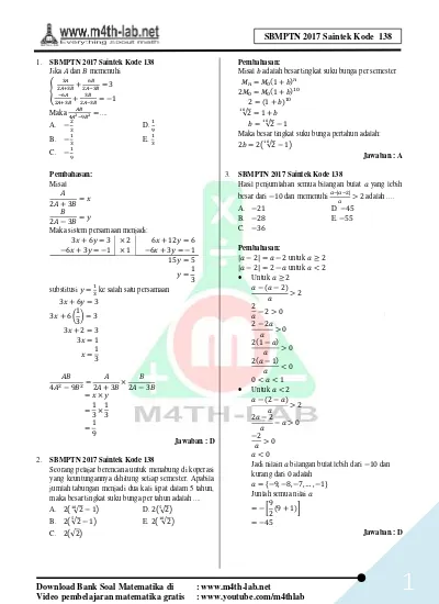 Soal Soal Unbk Matematika