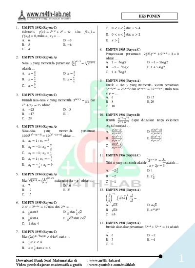 Soal Soal Unbk Matematika