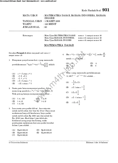 Download Ribuan Bank Soal Matematika Di Www M4th Lab Net Mata Pelajaran