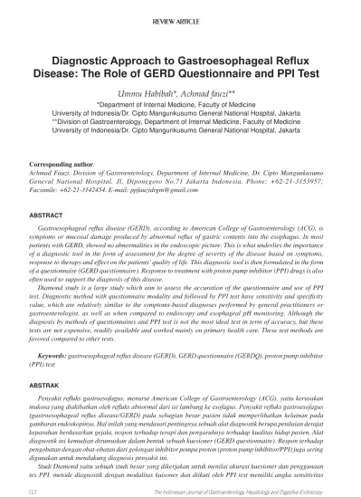 Diagnostic Approach to Gastroesophageal Reflux Disease: The Role of ...