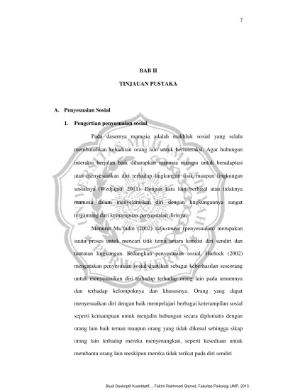 Bab Ii Tinjauan Pustaka A Penyesuaian Sosial 1 Pengertian Penyesuaian Sosial Hubungan Antara Komunikasi Interpersonal Dengan Penyesuaian Sosial Pada Member Baru Komunitas Brigata Curva Sud Umby Repository