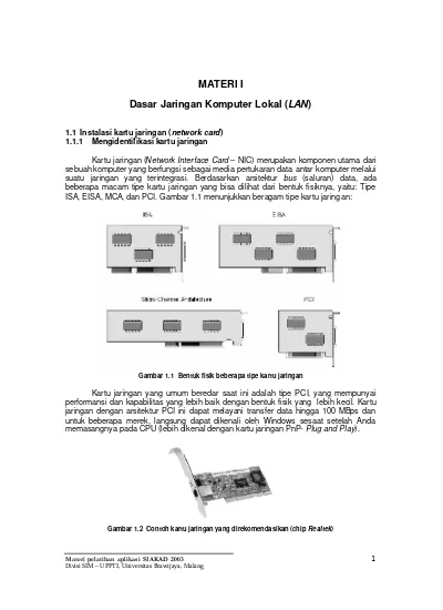 Materi I Dasar Jaringan Komputer Lokal Lan