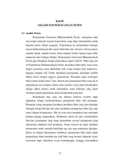 17 BAB III ANALISIS DAN PERANCANGAN SISTEM 3.1 Analisis Sistem