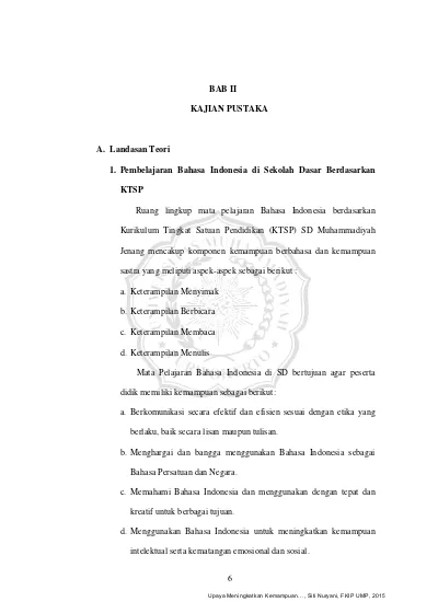 BAB II KAJIAN PUSTAKA A. Landasan Teori 1. Pembelajaran Bahasa ...