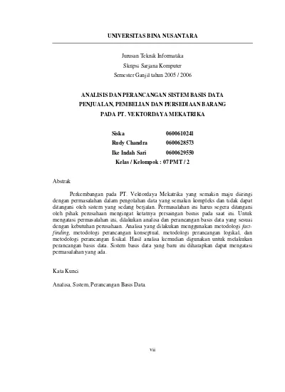 ANALISIS DAN PERANCANGAN SISTEM BASIS DATA PENJUALAN, PEMBELIAN DAN ...