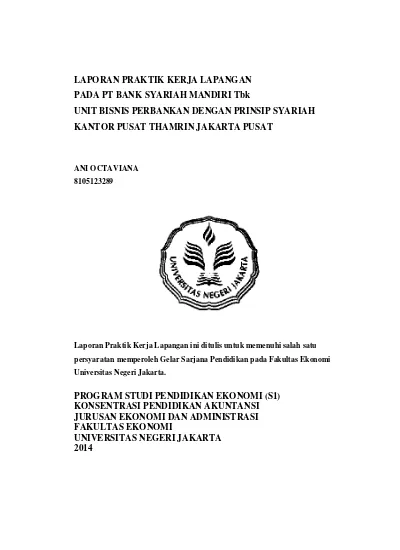 Laporan Praktik Kerja Lapangan Pada Pt Bank Syariah Mandiri Tbk Unit Bisnis Perbankan Dengan 3820