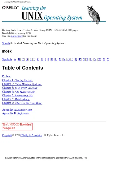 OReilly Learning The UNIX Operating System 4th Edition Dec 1997 ISBN 1565923901 pdf