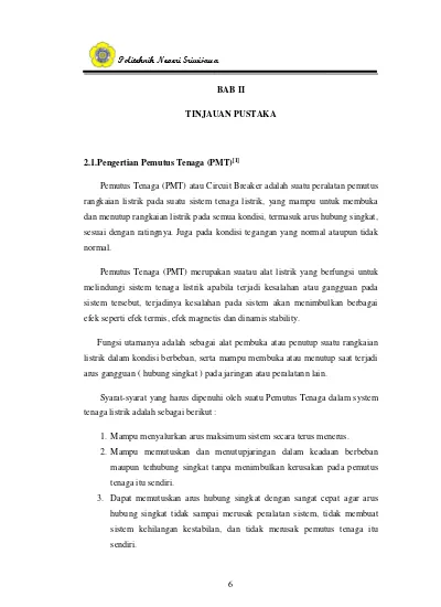 Politeknik Negeri Sriwijaya Bab Ii Tinjauan Pustaka 2 1 Pengertian Pemutus Tenaga Pmt 1