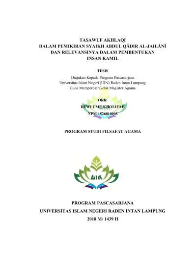Insan Kamil Dalam Persfektif Muhammad Iqbal Dan Relevansinya Bagi Pengembangan Sumber Daya Insani Raden Intan Repository
