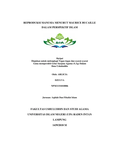 Reproduksi Manusia Menurut Maurice Bucaille Dalam Perspektif Islam Raden Intan Repository