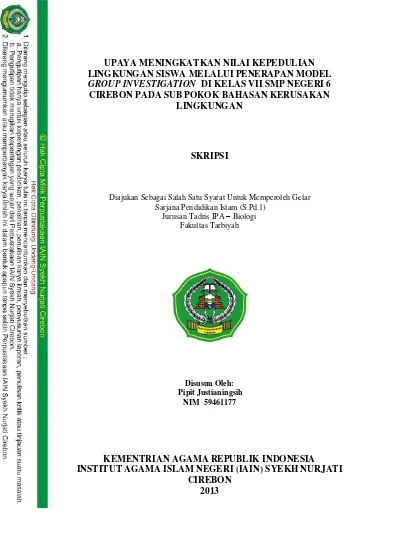 UPAYA MENINGKATKAN NILAI KEPEDULIAN LINGKUNGAN SISWA MELALUI PENERAPAN ...