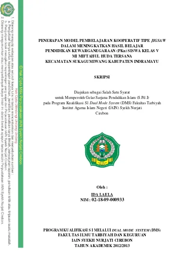 Penerapan Model Pembelajaran Arias Dengan Seting Kooperatif Jigsaw Untuk Meningkatkan Hasil Belajar Ipa Materi Daur Air Dan Peristiwa Alam Kelas V Di Mi Tarbiyatul Islamiyah Noborejo Argomulyo Salatiga Tahun Ajaran 20162017 Skripsi