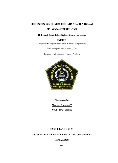 HALAMAN PERSETUJUAN PERLINDUNGAN HUKUM TERHADAP PASIEN DALAM PELAYANAN ...