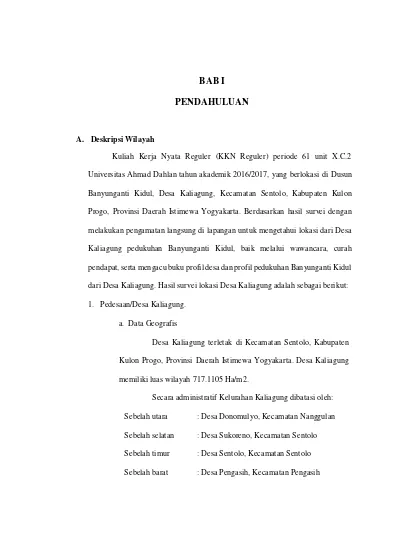 Bab I Pendahuluan Laporan Kkn Reguler 61 Devisi X Kelompok C Unit 2 Banyunganti Kidul Kaliagung Sentolo Kulon Progo Repository Universitas Ahmad Dahlan