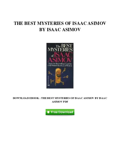 The Best Mysteries Of Isaac Asimov By Isaac Asimov