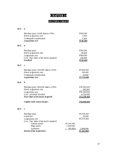 Solution Manual and Test Bank Advanced Accounting by Guerrero & Peralta CHAPTER 14