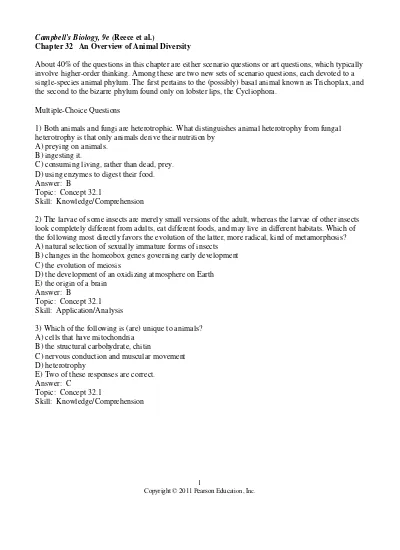 Biology Campbell & Reece 9th Edition A&P version Test Bank chapter32