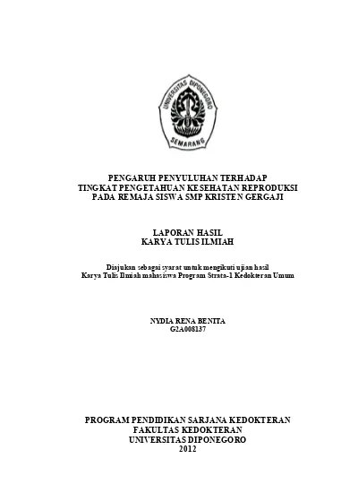 Pengaruh Penyuluhan Terhadap Tingkat Pengetahuan Kesehatan Reproduksi 