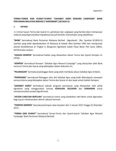 Terma Terma Dan Syarat Syarat Sahabat Agro Reward Campaign Bank Pertanian Malaysia Berhad Agrobank U