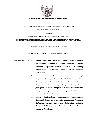 GUBERNUR DAERAH ISTIMEWA YOGYAKARTA PERATURAN GUBERNUR DAERAH ISTIMEWA ...