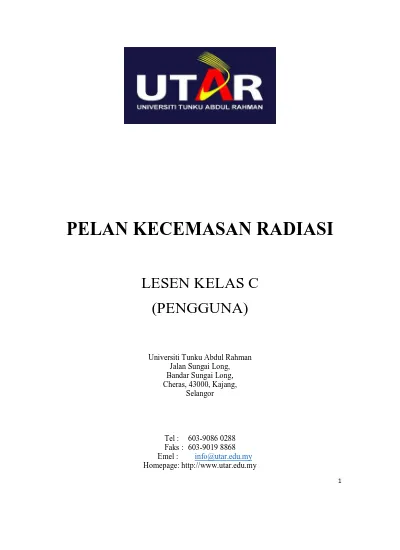 PELAN KECEMASAN RADIASI