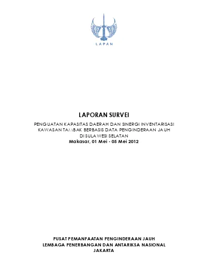 LAPORAN SURVEI PUSAT PEMANFAATAN PENGINDERAAN JAUH LEMBAGA PENERBANGAN ...