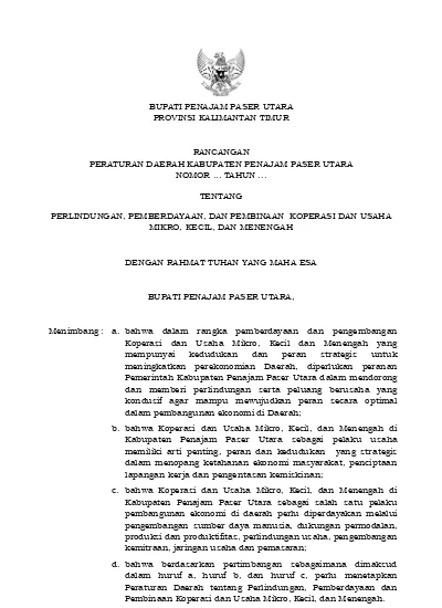 BUPATI PENAJAM PASER UTARA PROVINSI KALIMANTAN TIMUR RANCANGAN ...