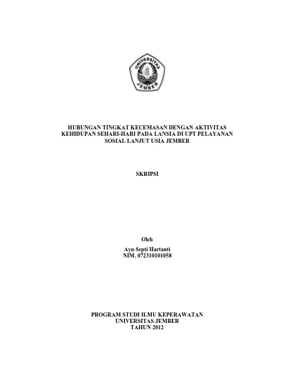 HUBUNGAN TINGKAT KECEMASAN DENGAN AKTIVITAS KEHIDUPAN SEHARI-HARI PADA ...