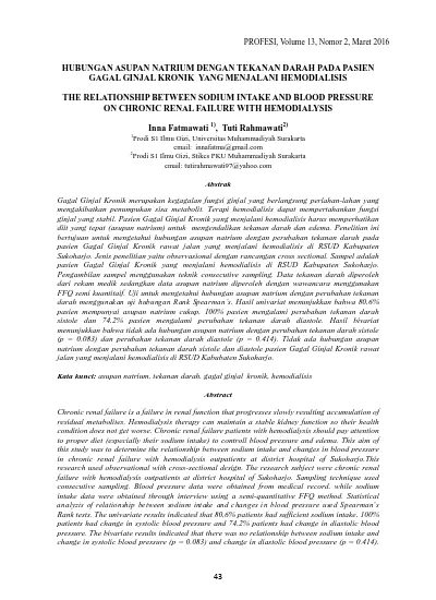Hubungan Asupan Natrium Dengan Tekanan Darah Pada Pasien Gagal Ginjal Kronik Yang Menjalani 9655