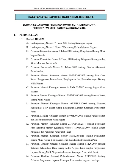 CATATAN ATAS LAPORAN BARANG MILIK NEGARA