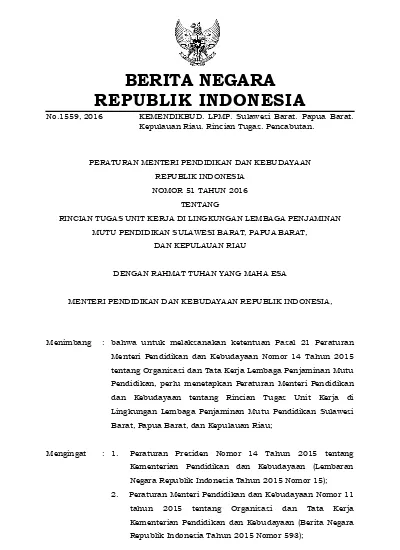 2016, No Peraturan Menteri Pendidikan Dan Kebudayaan Nomor 14 Tahun ...