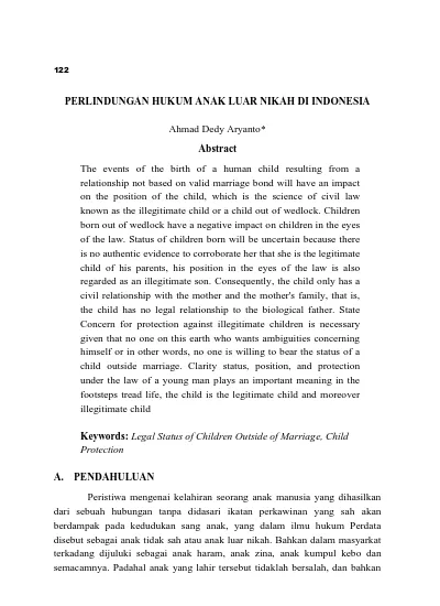 PERLINDUNGAN HUKUM ANAK LUAR NIKAH DI INDONESIA