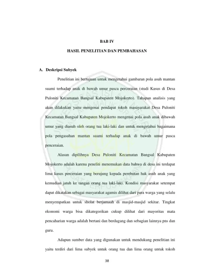 Bab Iv Hasil Penelitian Dan Pembahasan Suami Terhadap Anak Di Bawah Umur Pasca Perceraian Studi Kasus Di Desa