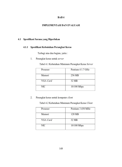 BAB 4 IMPLEMENTASI DAN EVALUASI. Terbagi Atas Dua Bagian, Yaitu : Tabel ...